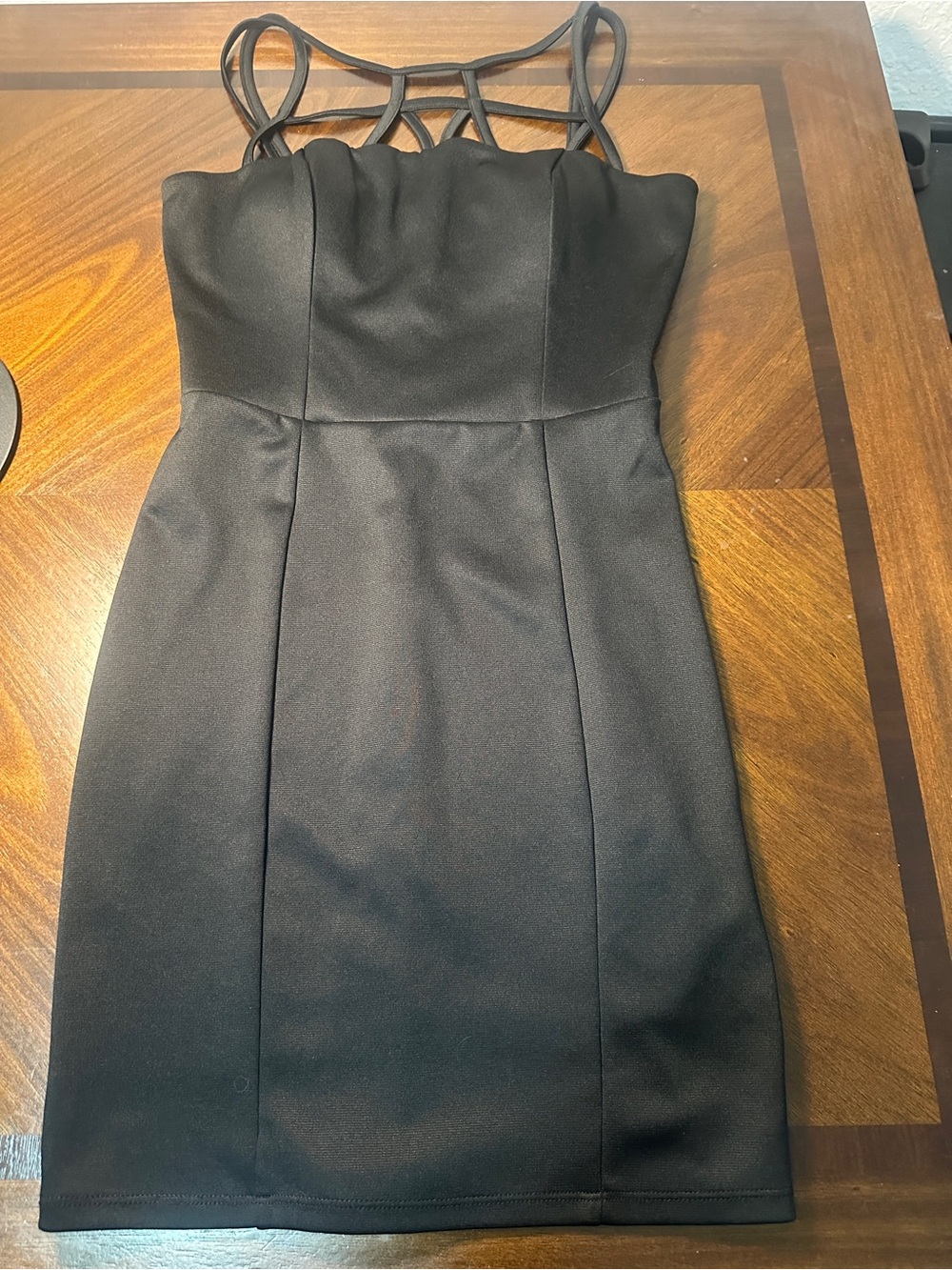 Guess Black Strappy Cage Neck Bodycon Mini Dress Size Small